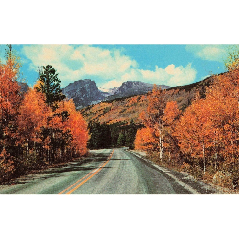 Vintage Postcard Bear Lake Highway Rocky Mountain National Park Hallets Peak VG+ - Picture 1 of 2